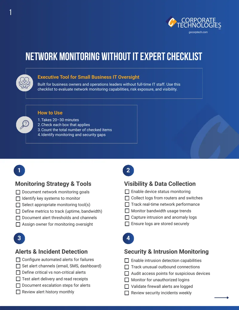Network Monitoring Without IT Expert Checklist