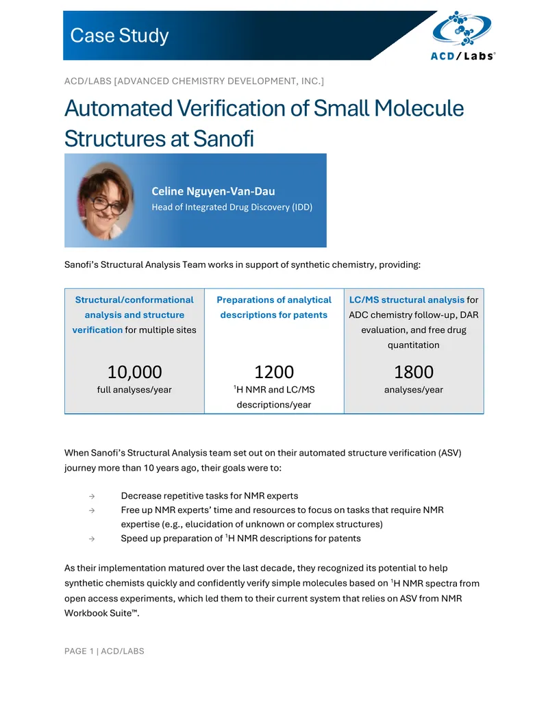 Automated Structure Verification Process at Sanofi