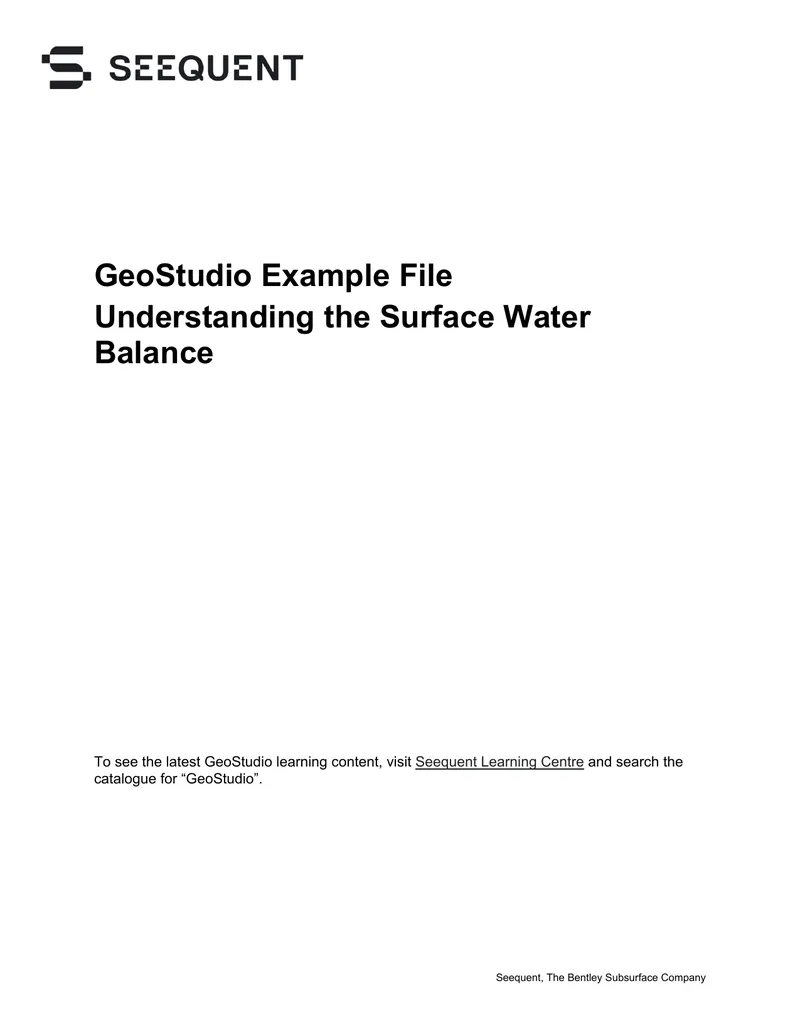 GeoStudio Example for Surface Water Balance Analysis