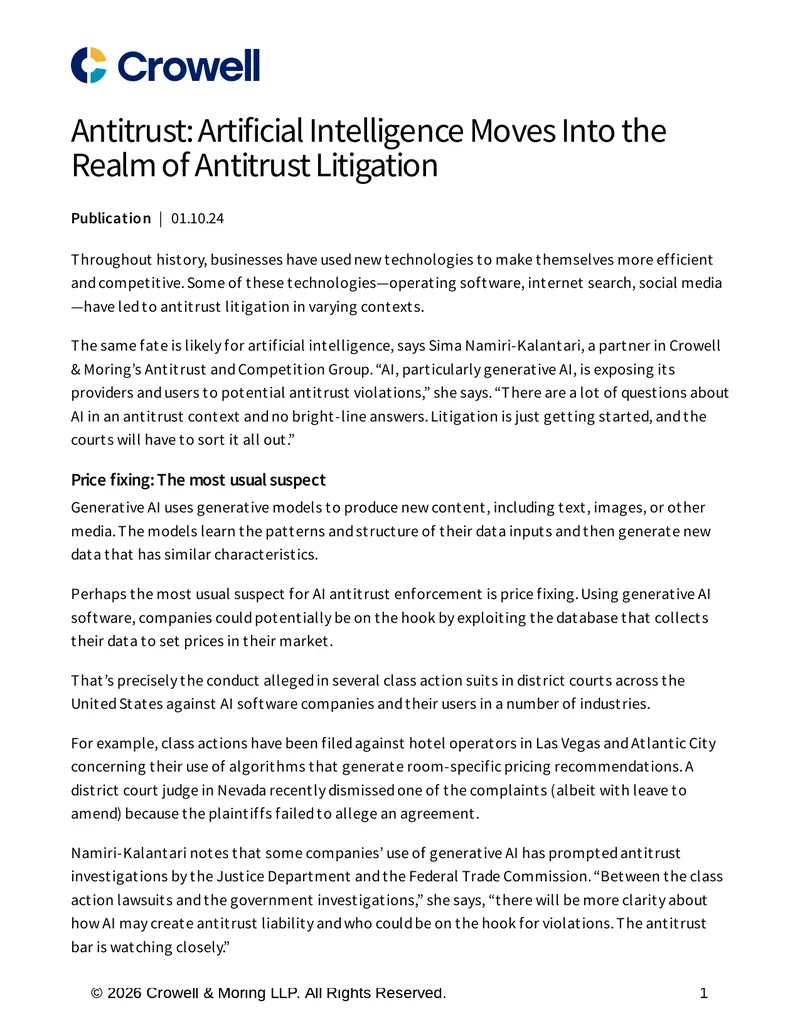 Antitrust Implications of Artificial Intelligence Usage