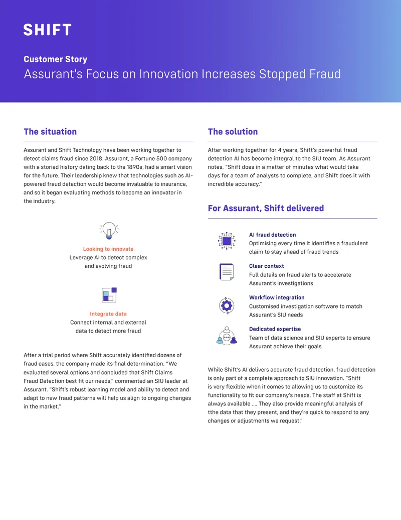 Assurant and Shift Technology Fraud Detection Collaboration