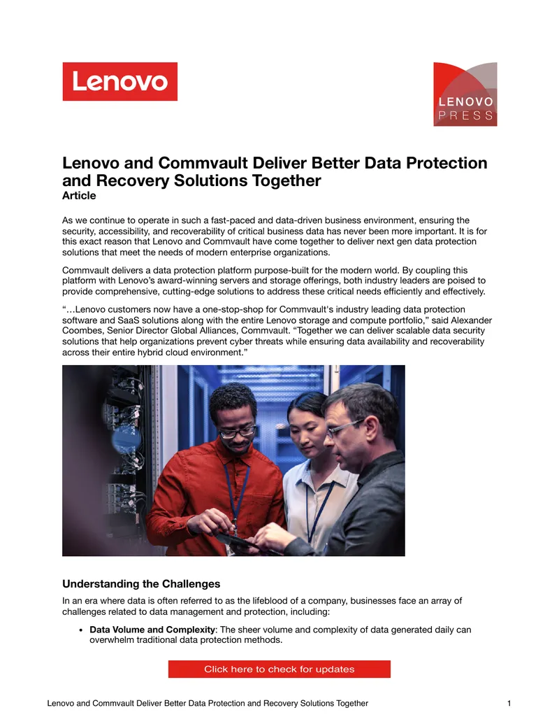 Lenovo and Commvault Data Protection Solutions