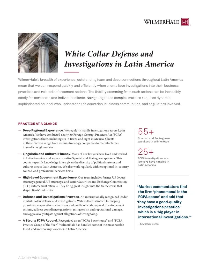 White Collar Defense and Investigations in Latin America