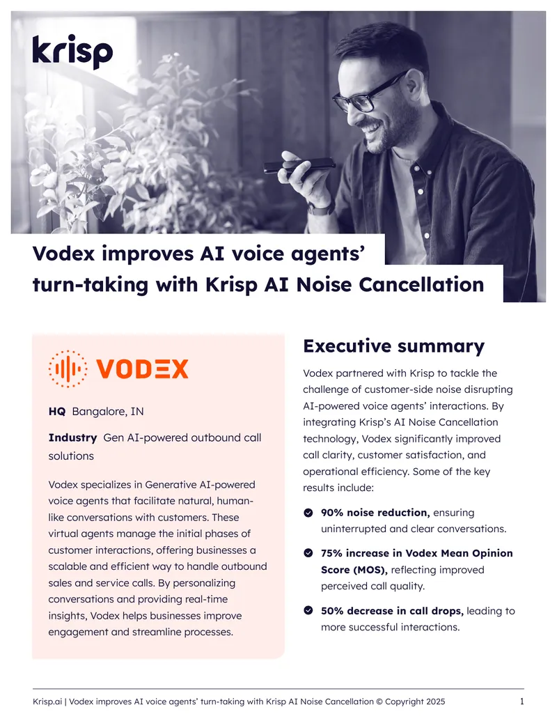 Vodex Enhances AI Voice Agents with Krisp Noise Cancellation
