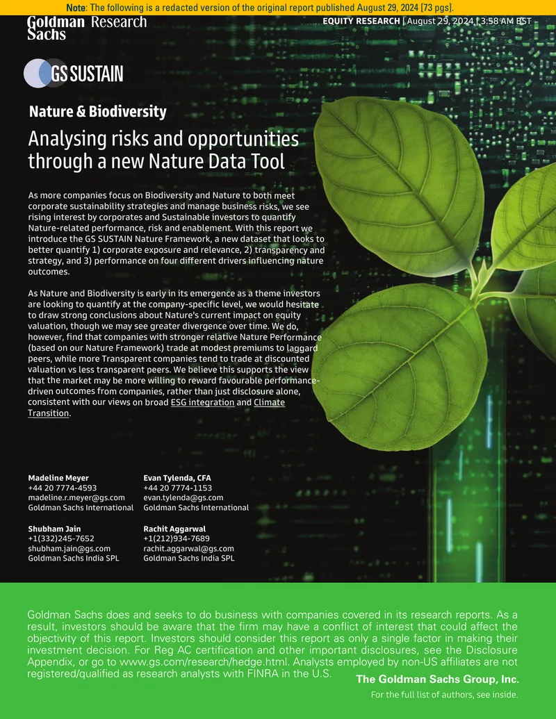 GS SUSTAIN Nature and Biodiversity Analysis Report