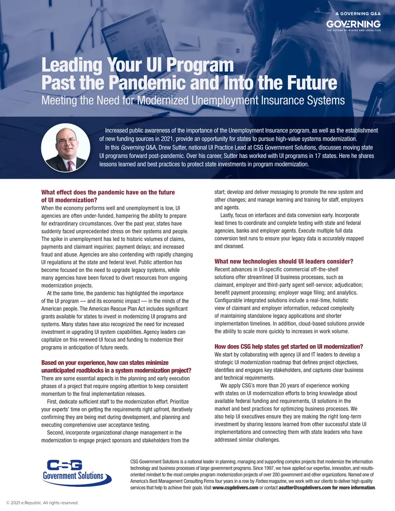 Modernizing Unemployment Insurance Systems Post-Pandemic