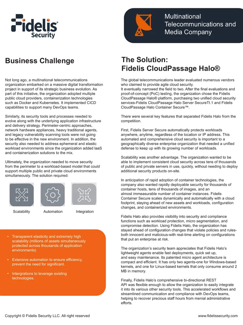 Cloud Security Implementation for Telecommunications Company