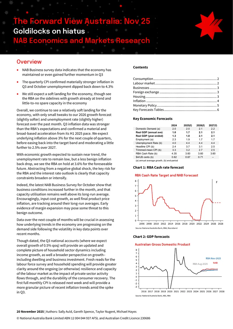 Forward View Australia Economic Report November 2025