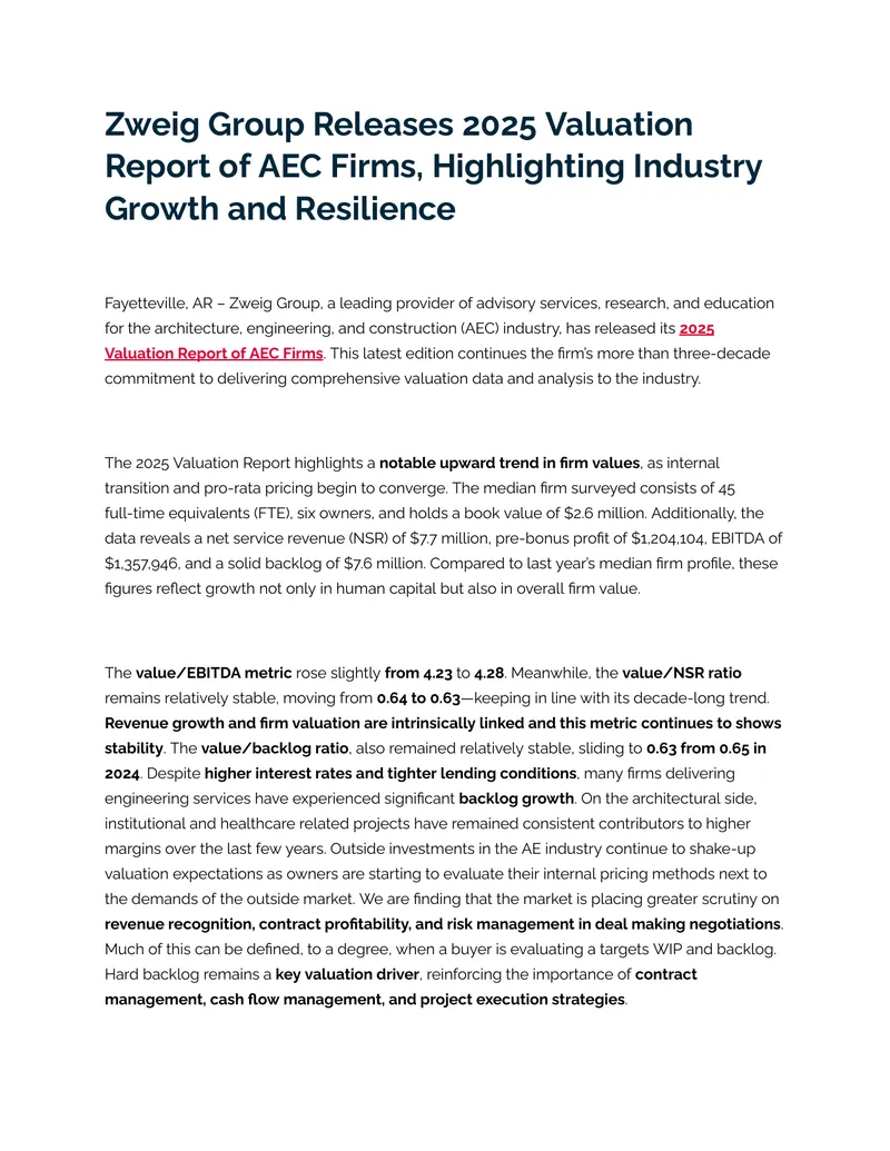 2025 Valuation Report of AEC Firms