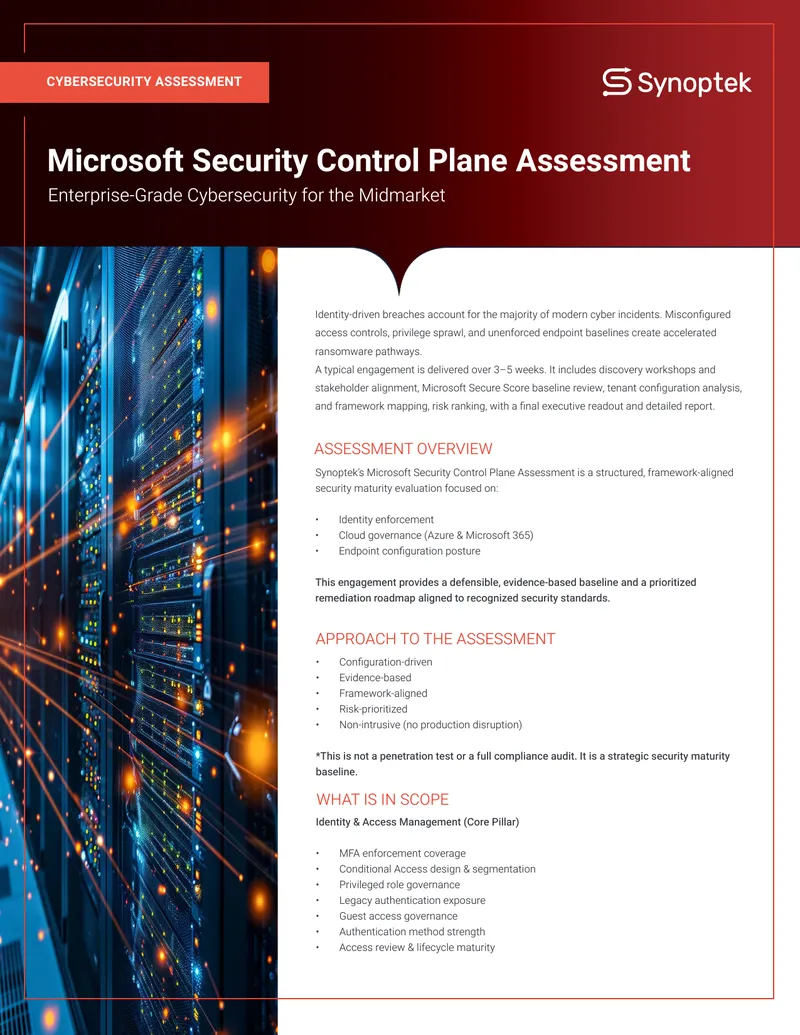 Microsoft Security Control Plane Assessment Overview