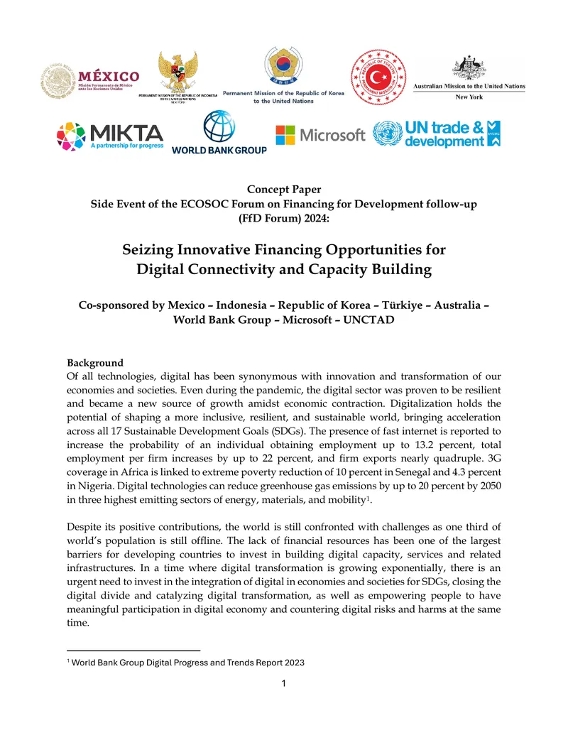 Innovative Financing for Digital Connectivity and Capacity Building