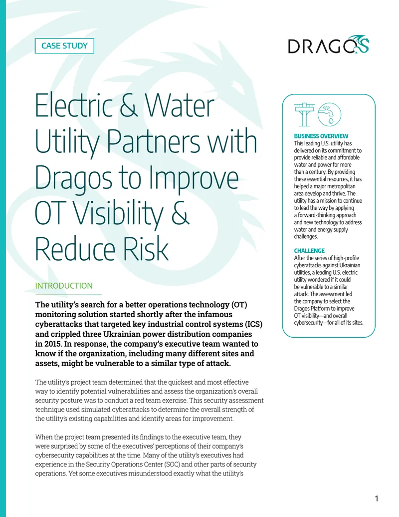Electric and Water Utility Cybersecurity Improvement Case Study