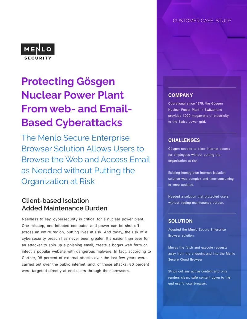 Cybersecurity Solution for Gösgen Nuclear Power Plant