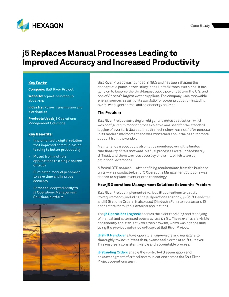 Salt River Project Case Study on j5 Operations Management Solutions