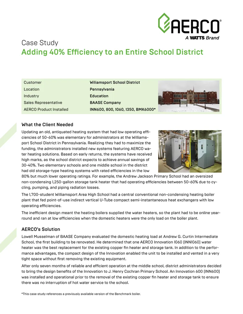 Efficiency Improvement Case Study for School District