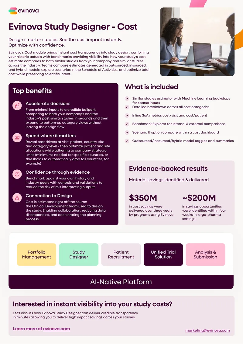 Evinova Study Designer Cost Module Overview