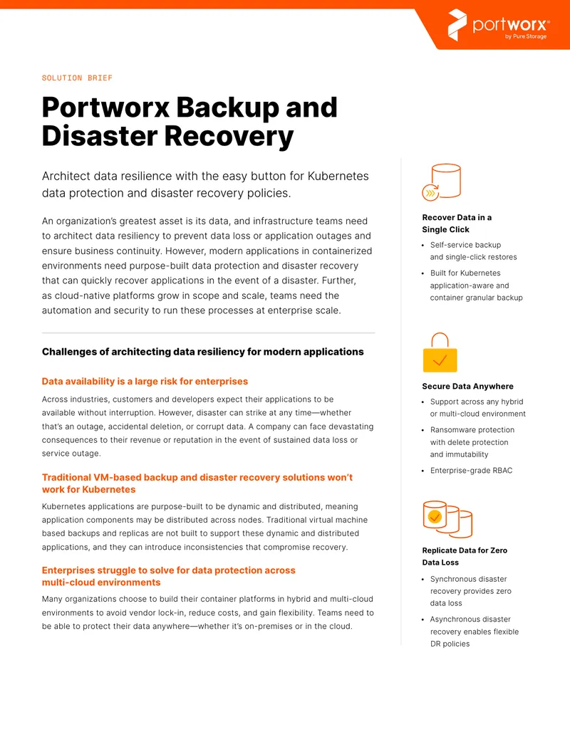 Data Resilience Solutions for Kubernetes Environments