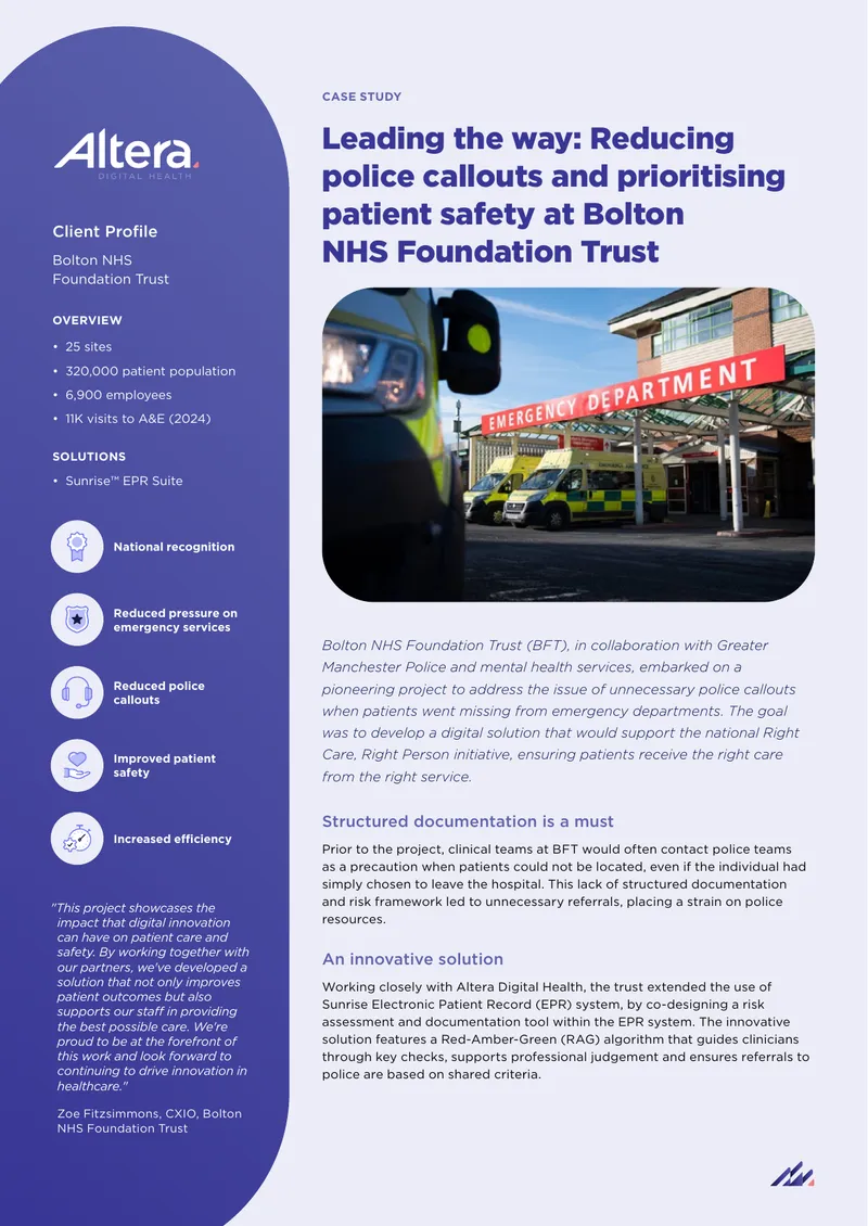 Digital Risk Assessment Implementation at Bolton NHS