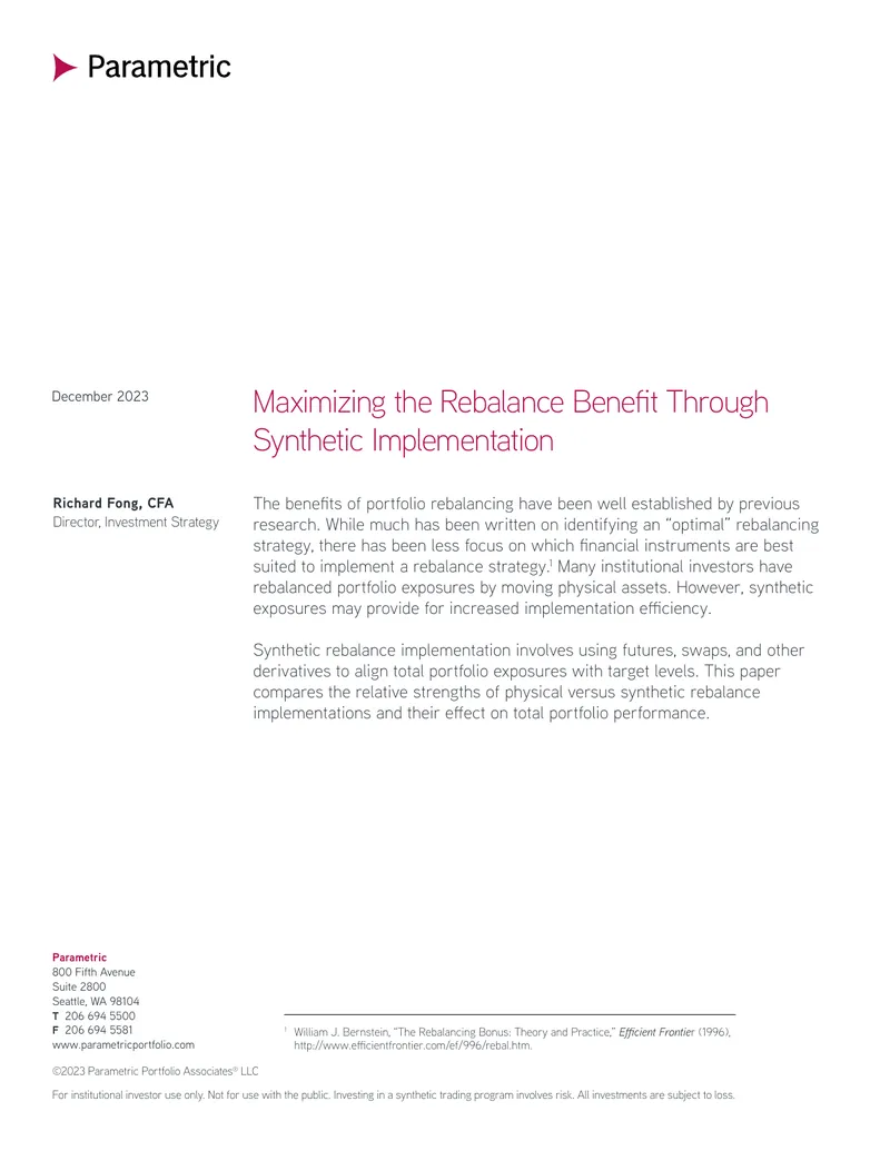 Maximizing the Rebalance Benefit Through Synthetic Implementation
