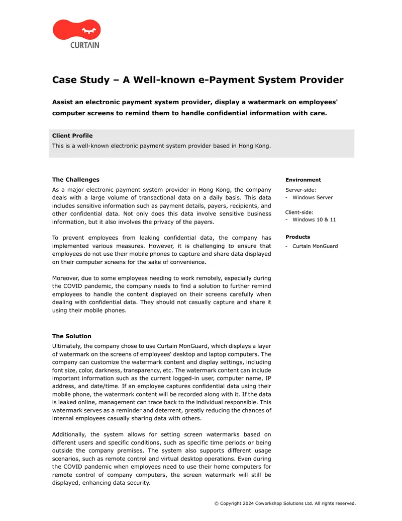 Case Study on e-Payment System Provider Security