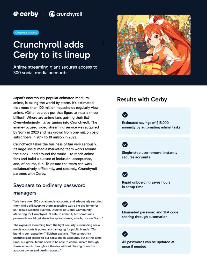 Crunchyroll Implements Cerby for Social Media Security
