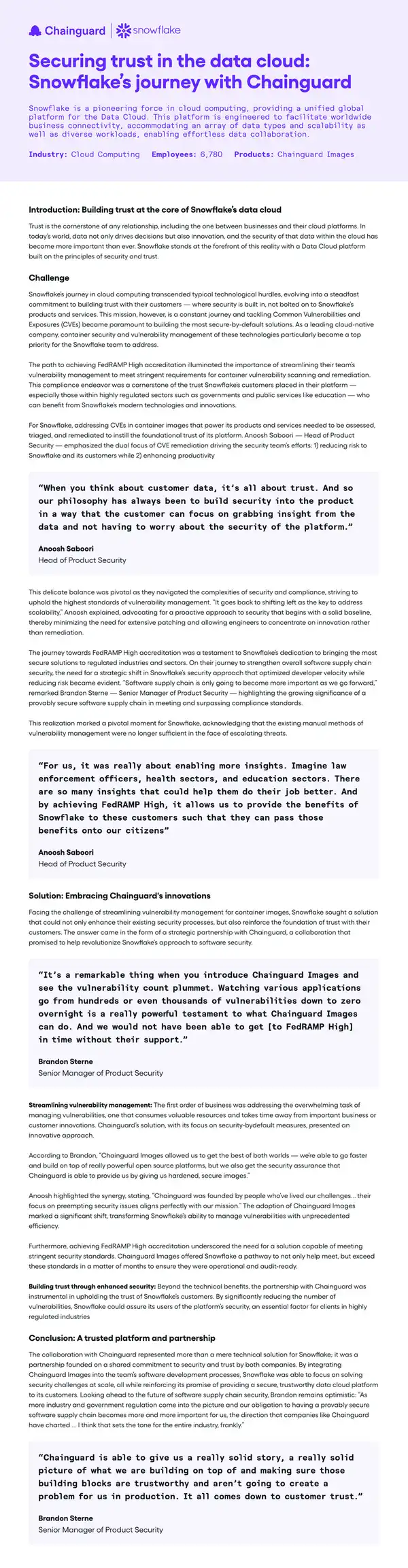 Snowflake's Partnership with Chainguard for Security