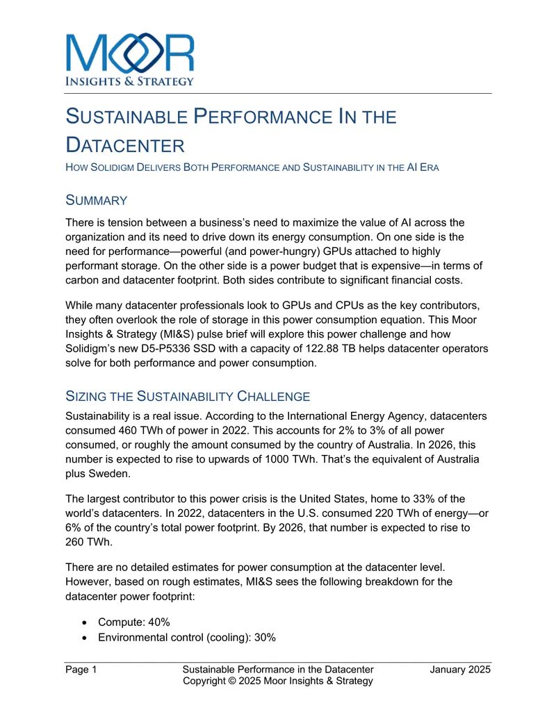 Sustainable Performance in the Datacenter