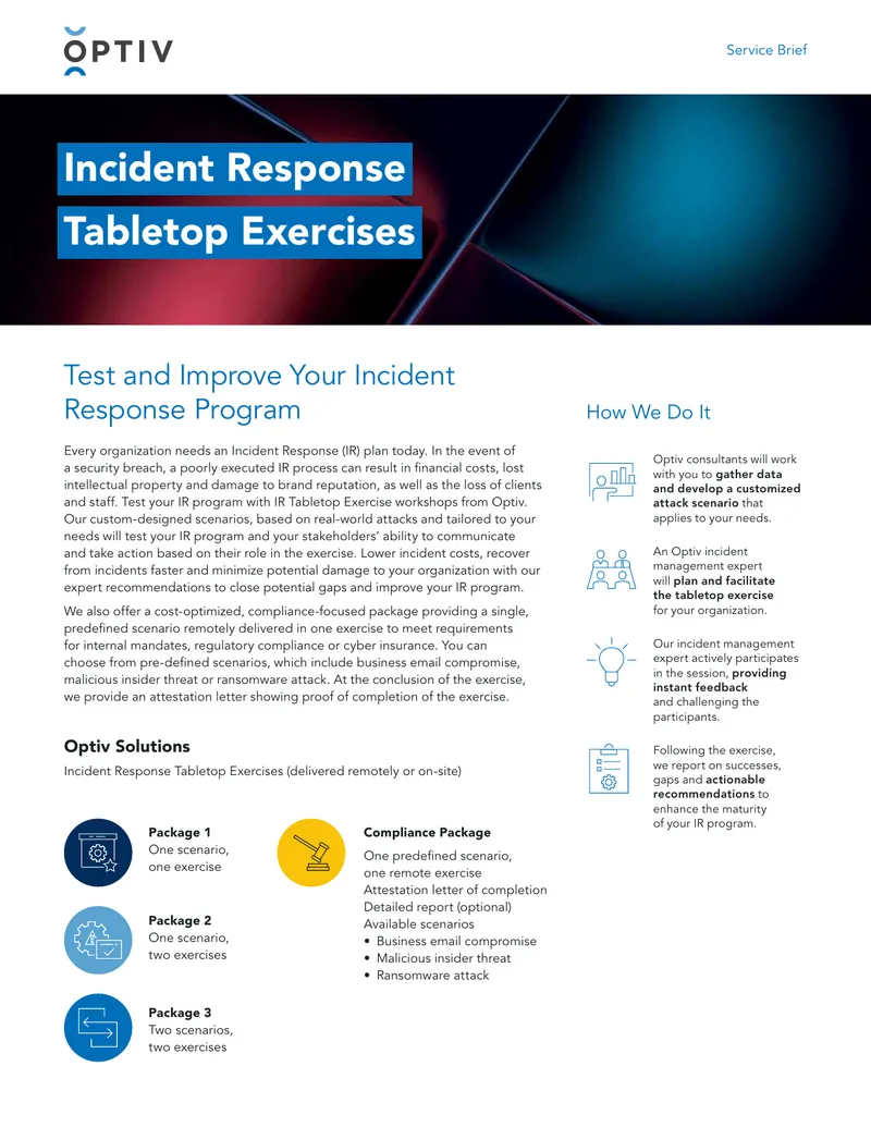 Incident Response Tabletop Exercises Service Brief