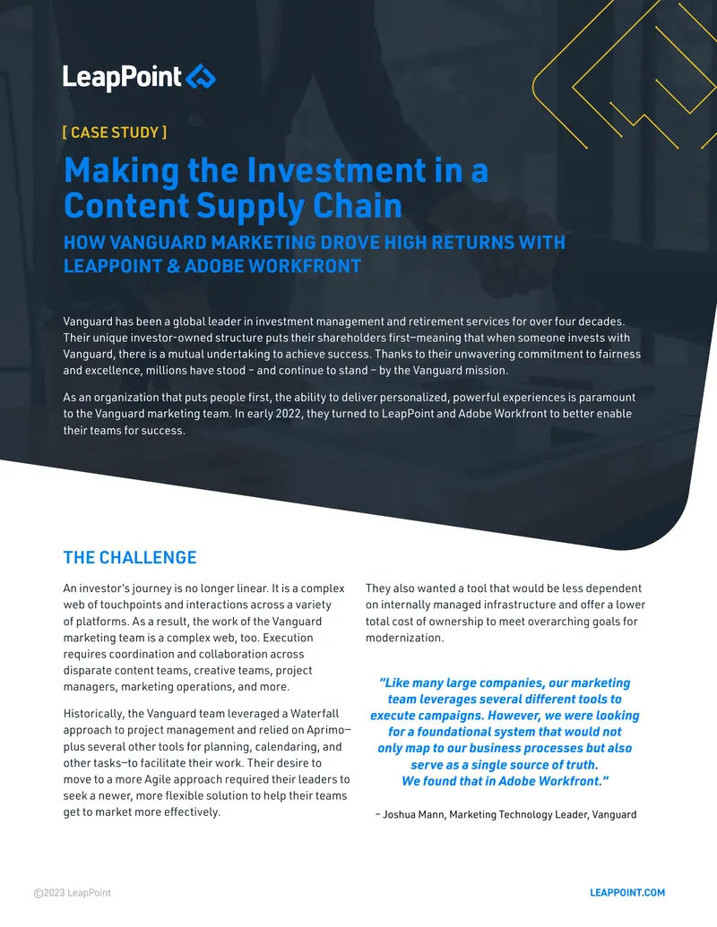 Vanguard Marketing Team's Implementation of Adobe Workfront
