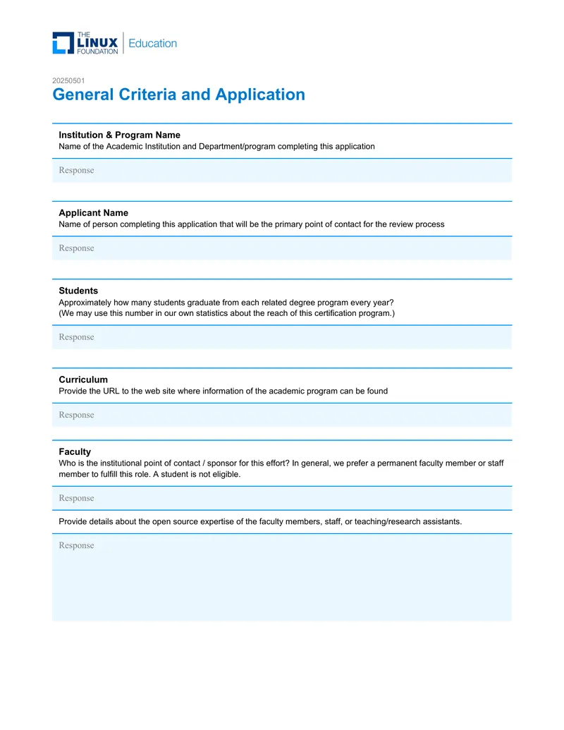 CNCF and OpenSSF Program Specific Criteria Application