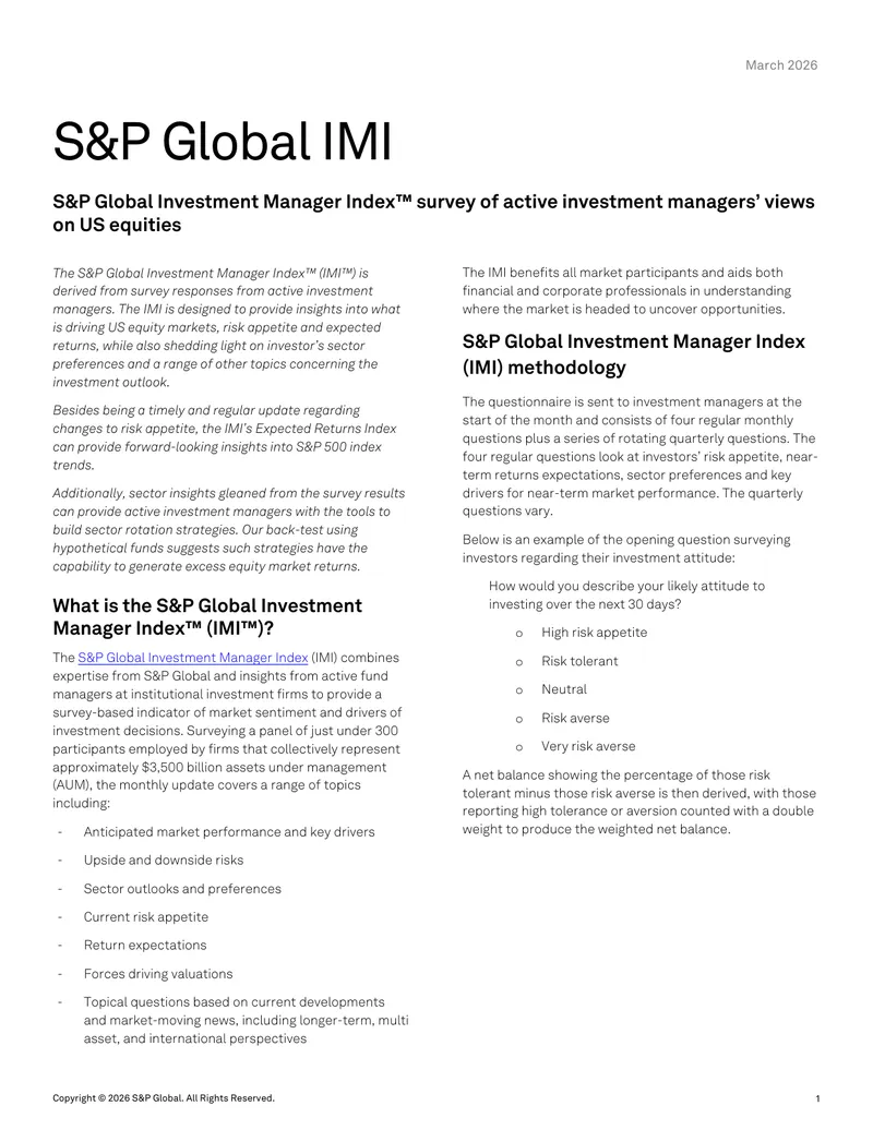 S&P Global Investment Manager Index Survey Insights