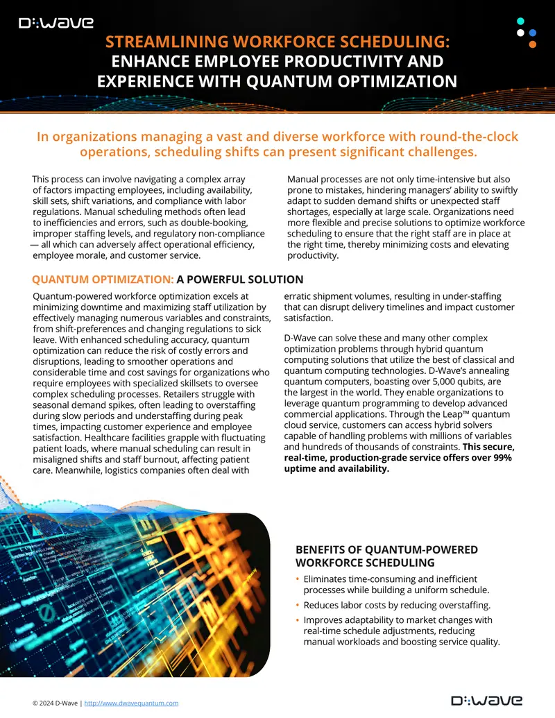 Quantum Optimization for Workforce Scheduling