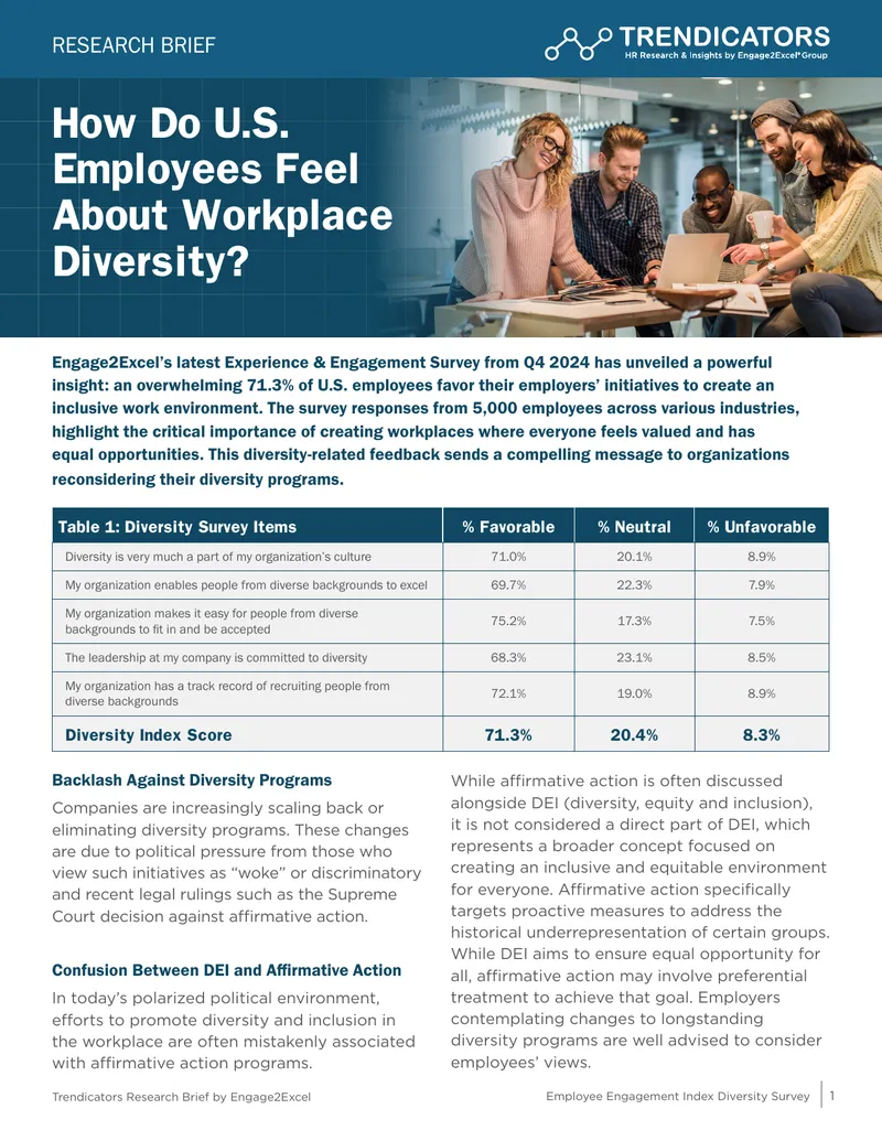 Experience and Engagement Survey on Workplace Diversity