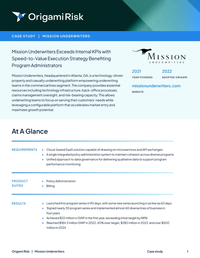 Mission Underwriters Case Study on Technology-Driven Underwriting
