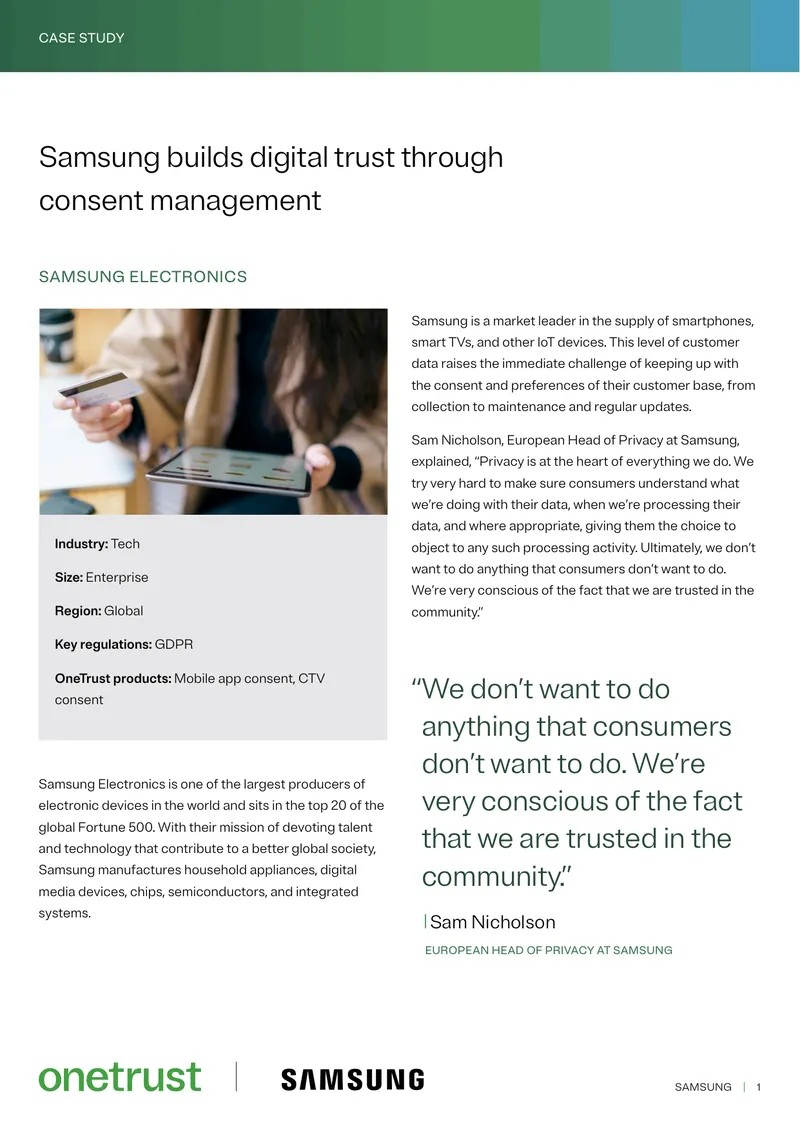 Samsung Electronics Consent Management Case Study