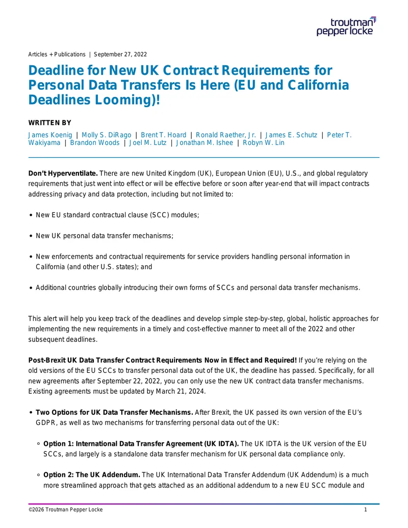 New UK and EU Contract Requirements for Data Transfers