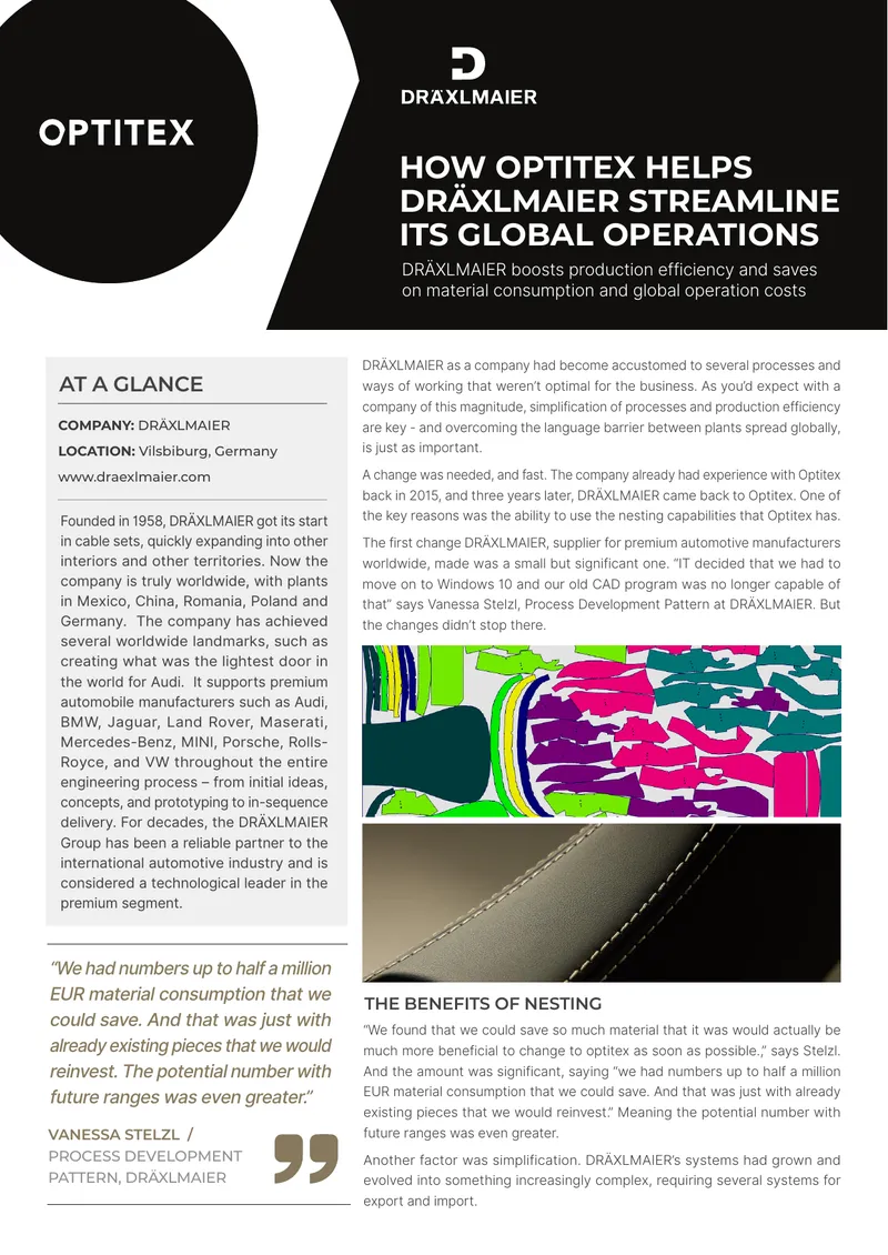 DRÄXLMAIER's Global Operations Streamlining with Optitex