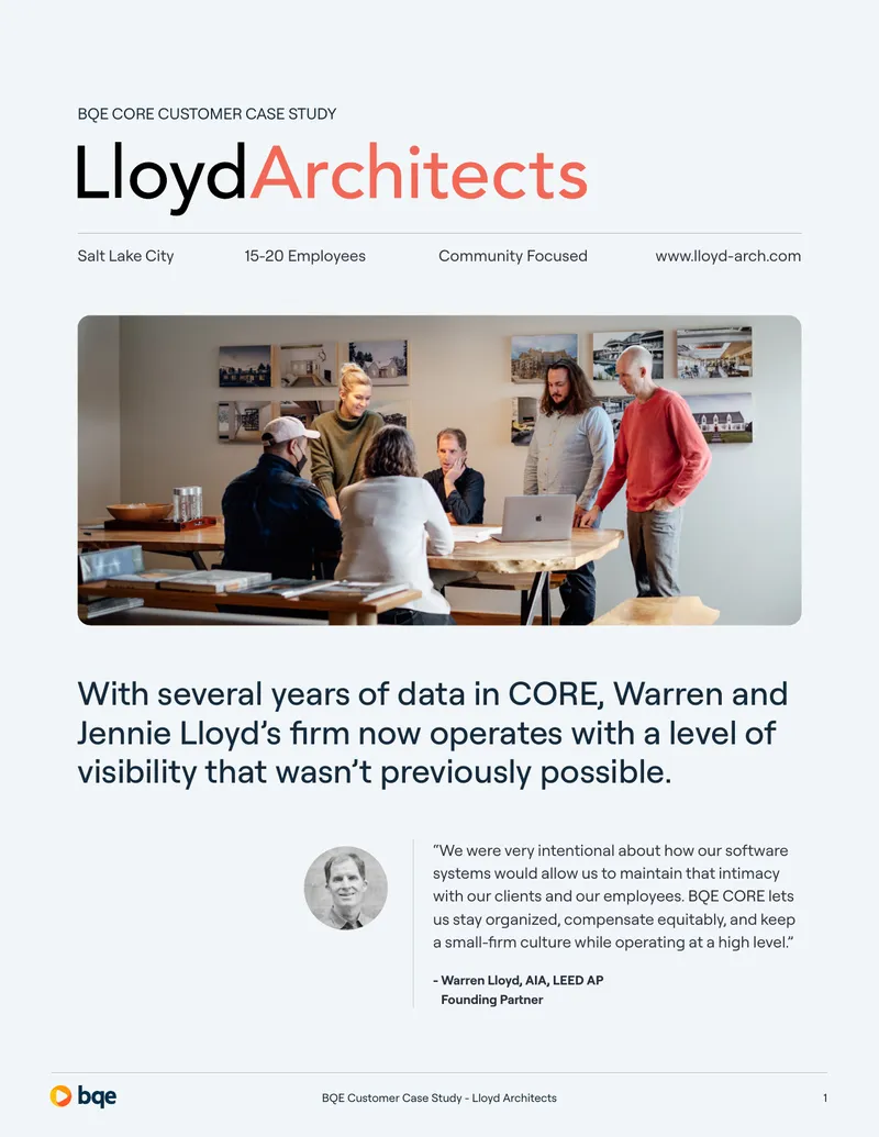 BQE CORE Implementation Case Study for Lloyd Architects