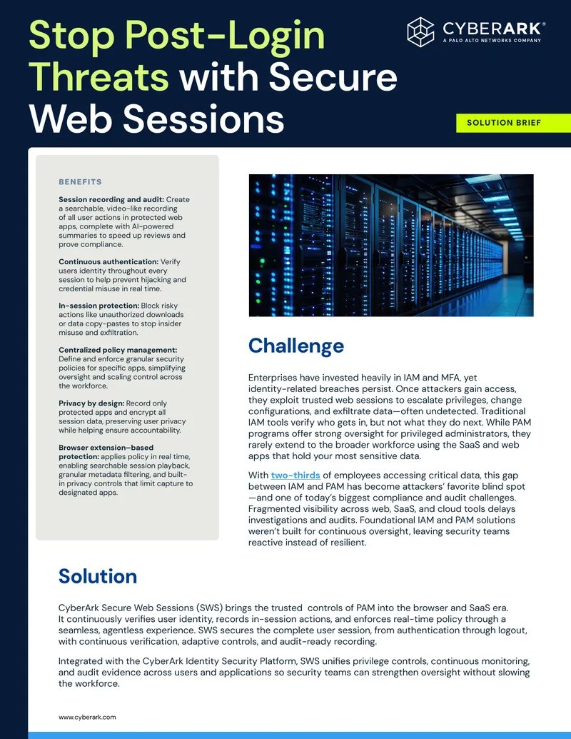 CyberArk Secure Web Sessions Solution Brief
