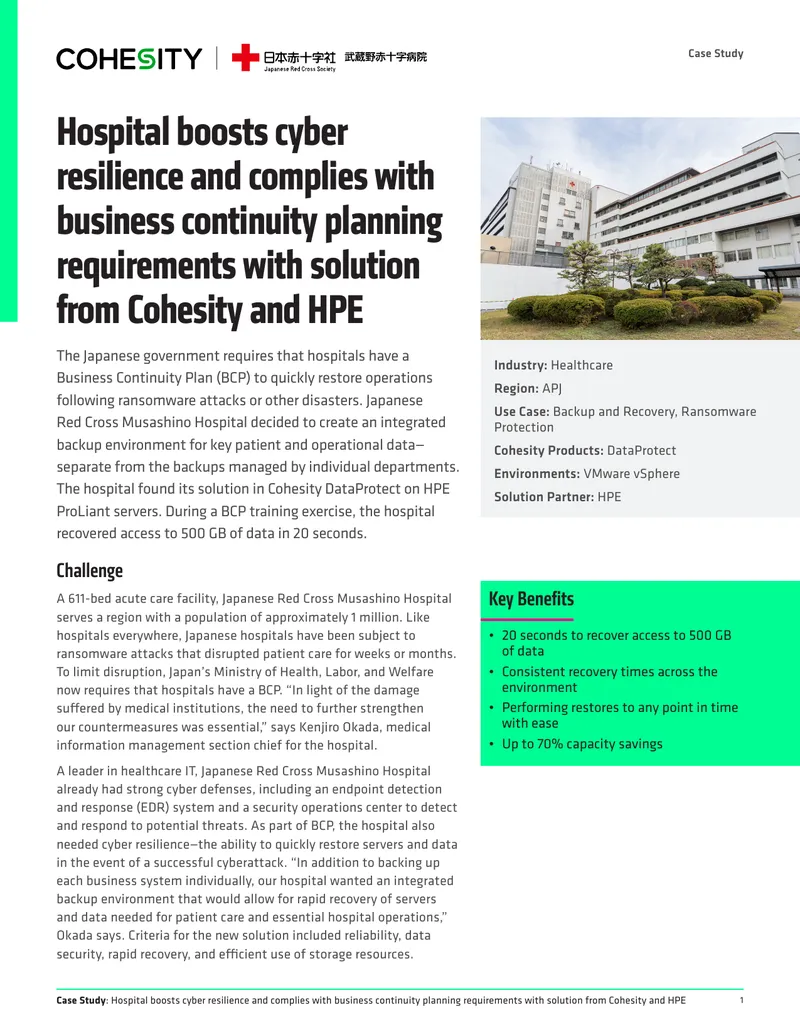 Hospital Cyber Resilience and Business Continuity Case Study