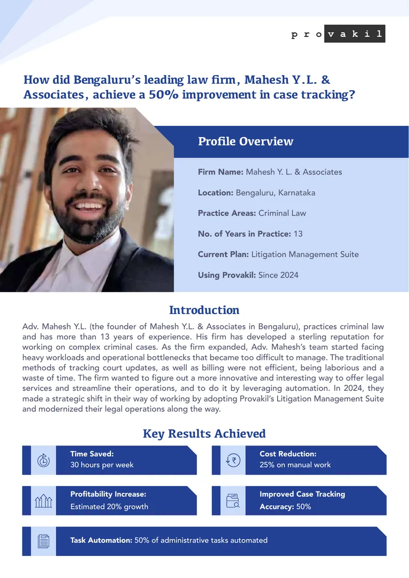 Legal Operations Transformation at Mahesh Y.L. & Associates