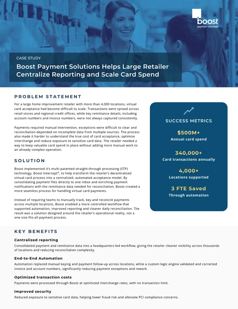 Boost Payment Solutions Case Study on Retailer Reporting