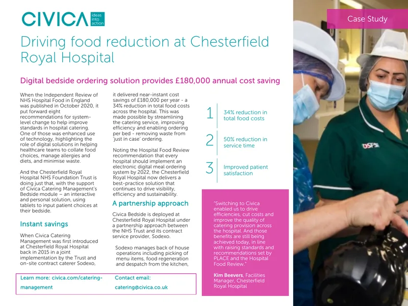 Digital Bedside Ordering Solution at Chesterfield Royal Hospital