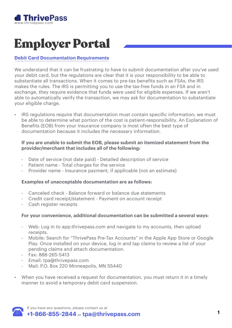Debit Card Documentation Requirements Guide