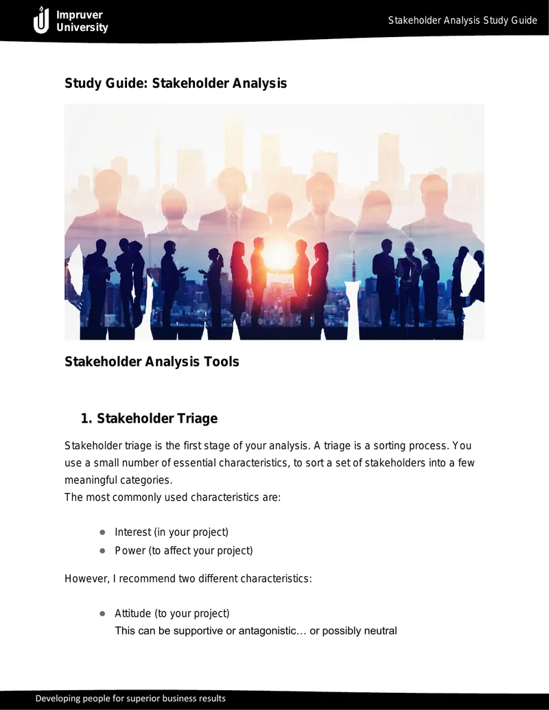 Stakeholder Analysis Tools and Techniques Guide