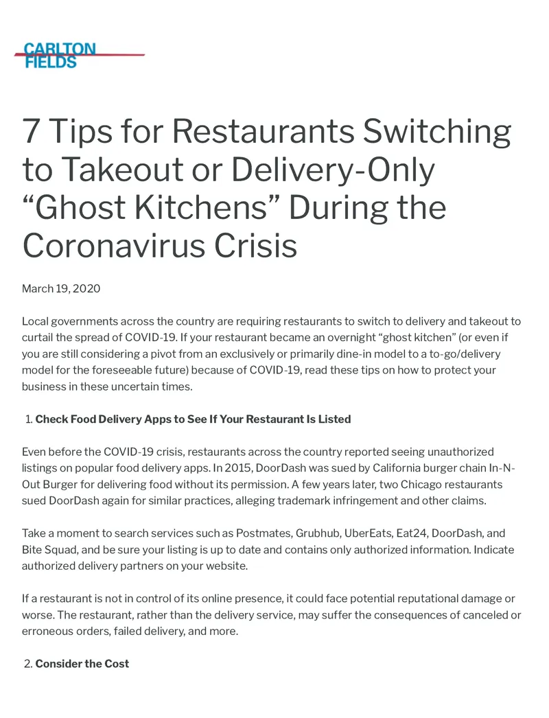 Tips for Restaurants Transitioning to Delivery Models