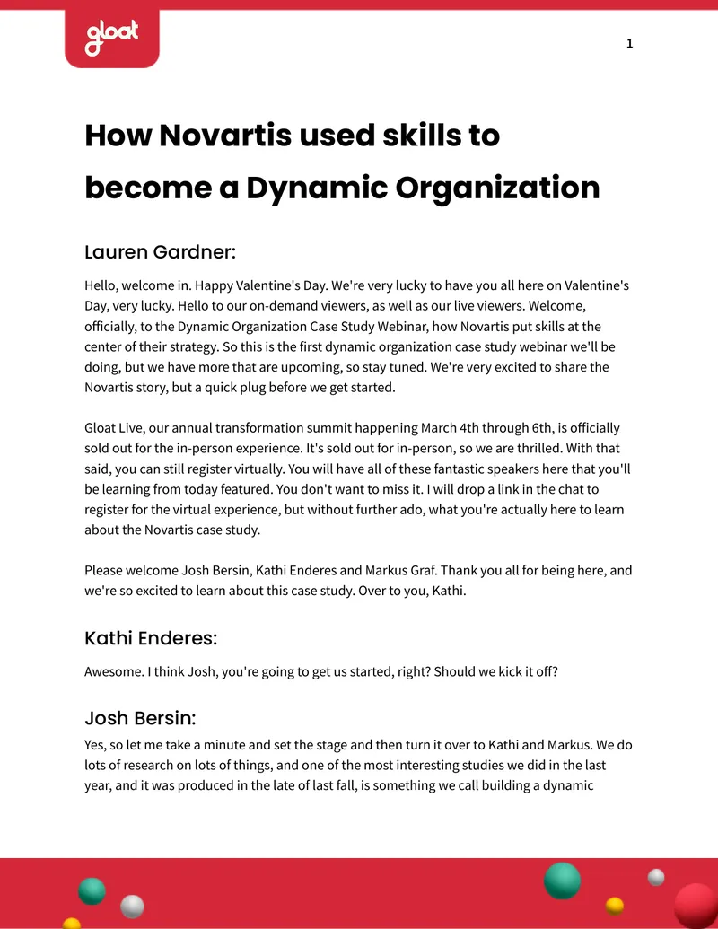 Dynamic Organization Case Study on Novartis