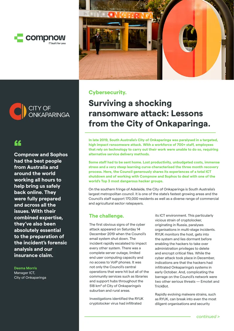 Cybersecurity Incident Recovery Case Study