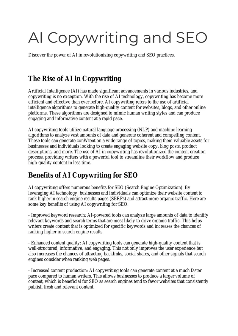 AI Copywriting and SEO Practices