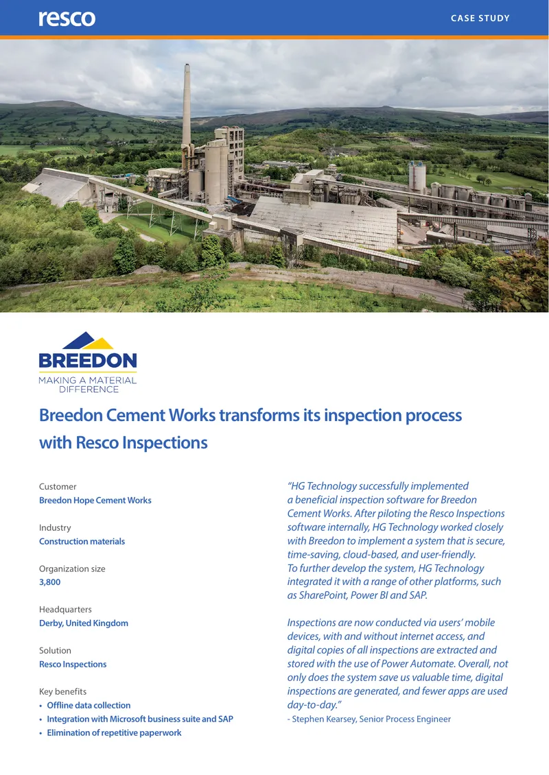 Breedon Cement Works Inspection Process Transformation
